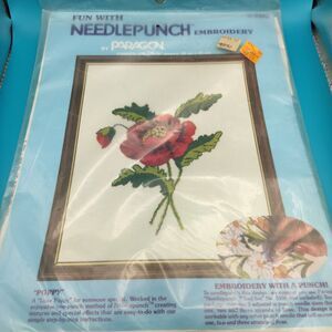 Vintage Paragon Needlepunch Embroidery Kit #5105 POPPY  NOS 1980 8x10